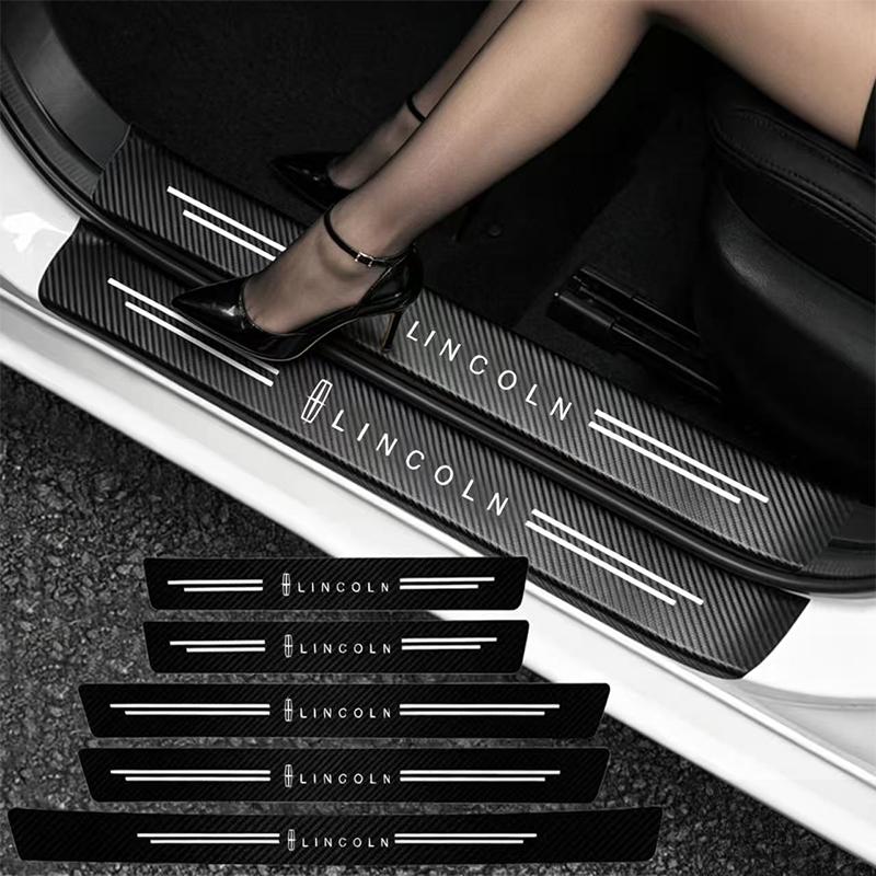 Car Door Carbon Fiber Sill Protector Sticker Accessories For Lincoln MKZ Town-car Aviator Navigator MKX Energy Flyer New Diecast qnl0