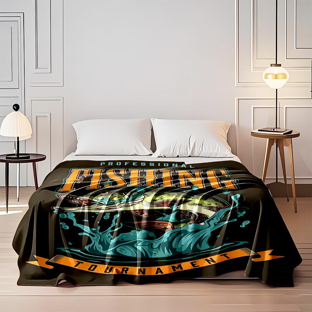 Professional Fishing Tournament Design Flannel Blanket for Bedroom, Living Room, Sofa, and Nap Sofas.
