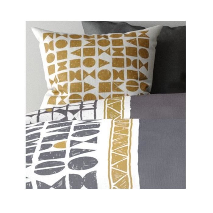 Housse de couette - Union - 220x240 cm - 100% Coton - Reversible - 2 Taies 63x63 cm