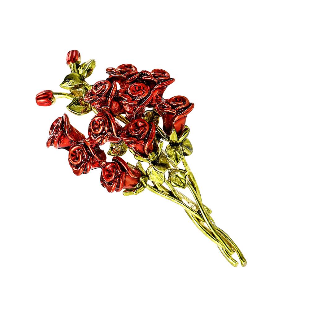 Elegant Rose Bouquet Brooch For Women Crafted In High Quality Alloy Perfect For Weddings And Formal Events