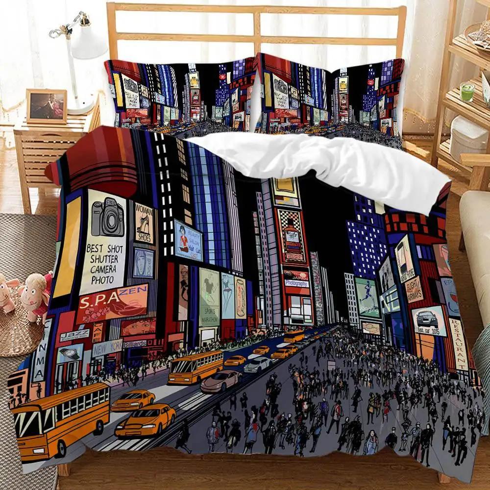 Set copripiumino moderno graffiti urbano senza lenzuolo King Queen Matrimoniale Singolo Set di biancheria da letto