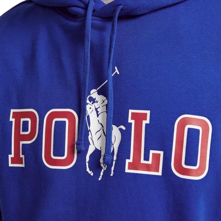 Polo Ralph Lauren SS24 Large Logo Letter Print Hooded Long Sleeve Sweatshirt Unisex Sweatshirt Blue MNPOKNI16821963-401