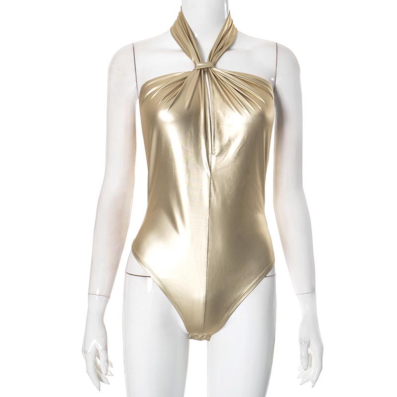 

Sawasdee ka Q24BS605 Strappy Knot Sleeveless Sexy Tight Backless Women s Bodysuit Large