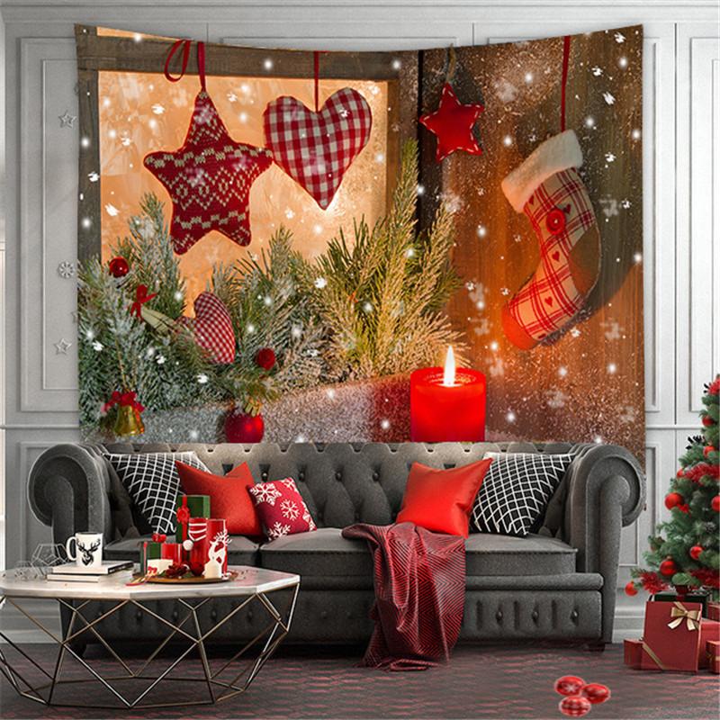 Home Decor Christmas Tapestry Wall Hanging Boho Kawaii Santa Tapestry Living Room Aesthetic