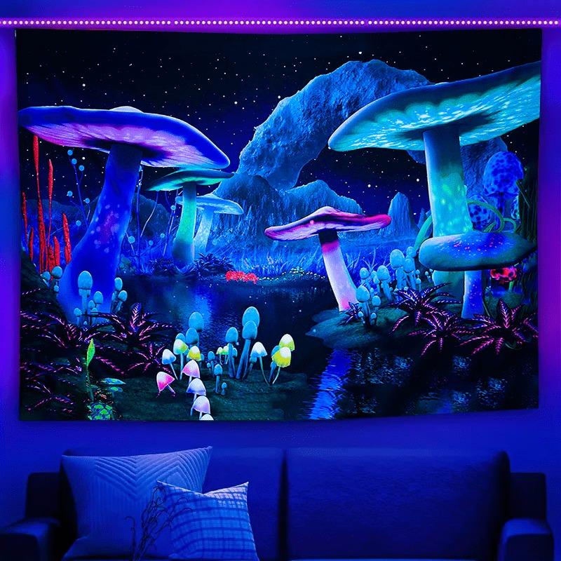 Ultraviolet Punk Cyberrobot Luminous Tapestry, Indoor Mood To Create Atmosphere, Psychedelic Luminous Art, Bedroom Decoration