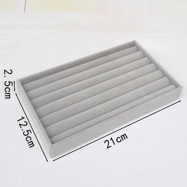 Simple Beige Grey Square Velvet Jewelry Storage Tray Display Ring Bracelet Necklace Storage Box Showcase Drawer Organizer Trays