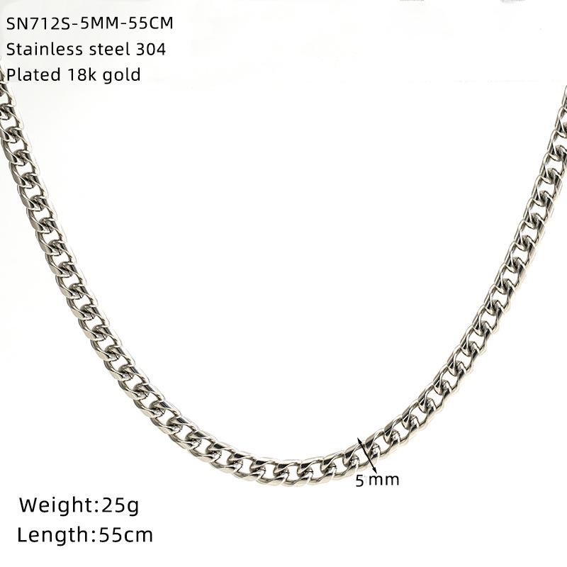Men'S And Women'S Necklaces Hip-Hop Round Grinding Chains Vacuum Electroplated Gold Titanium Steel Jewelry Stainless Steel Necklaces
