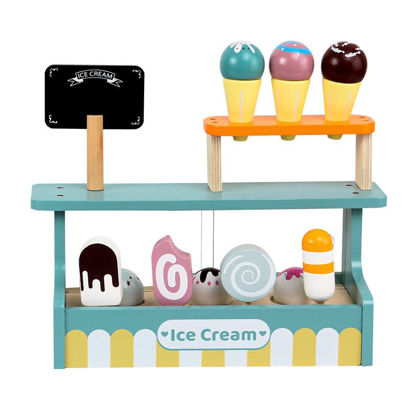 Wooden Ice Cream Store Role Play Toy Set For Early Childhood Gifts Learning