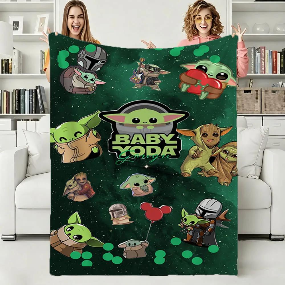 3D The Adorable Yoda Cute Movie Flannel Blanket Soft Throw Blanket Art for Home Decor Bedroom Bed Sofa Picnic Cover Kids Gifts