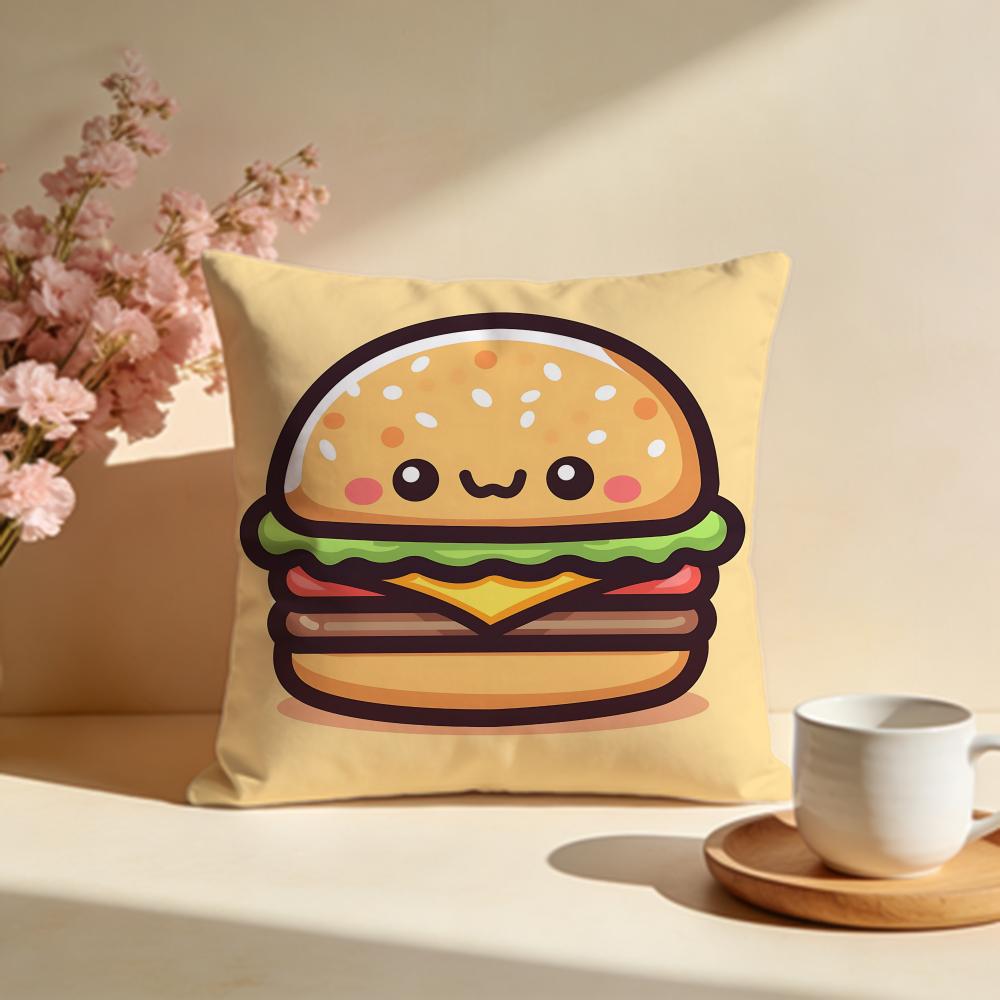 Juicy Burger Cushion Cover Soft Pillow Cases for Home Bedroom Living Room Sofa