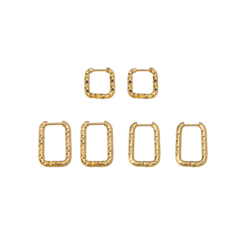 Women's Gold Minimalist Geometric Square Stainless Steel Earrings