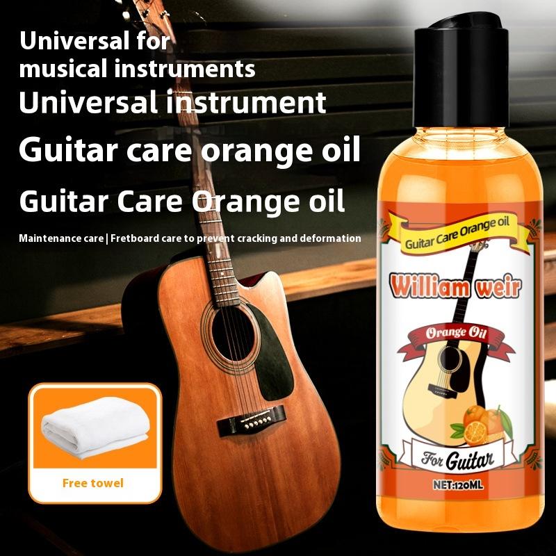 Kit de Soin pour Touches de Guitare 120 ml Huile Nettoyante Polish pour Guitare Erhu Violon Huile de Polissage Orange avec Chiffon de Nettoyage