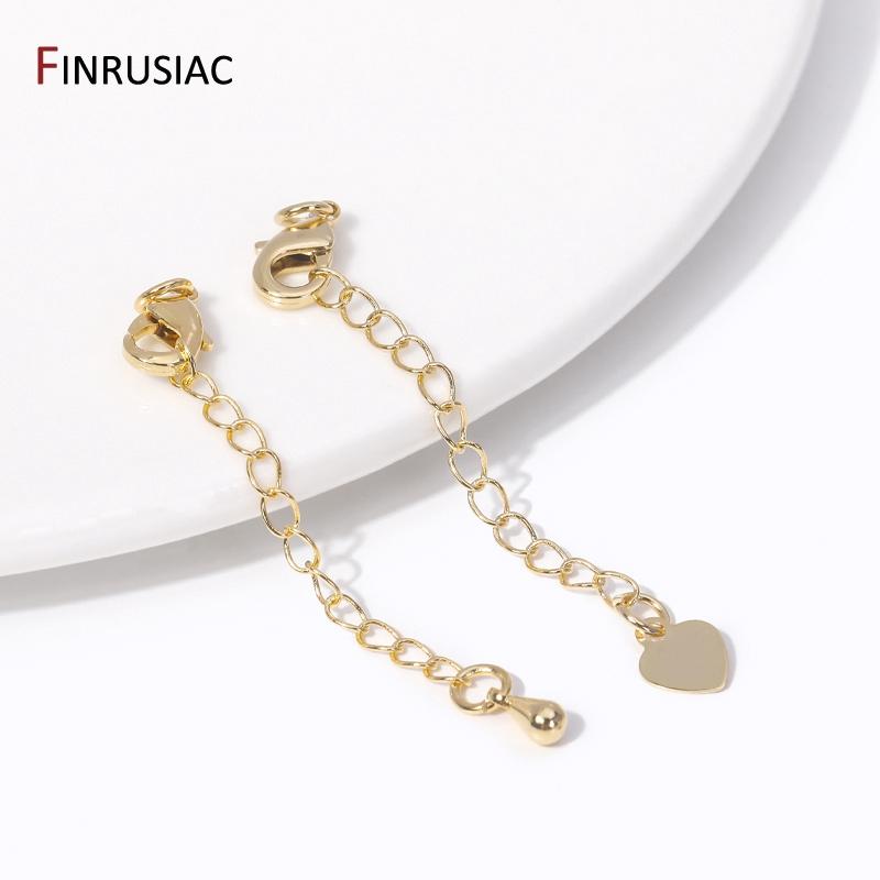 14K Gold Plated Brass Extension Chain Tail Chain Lobster Clasp Extender Chains For Jewelry Making DIY Bracelet Necklace Findings