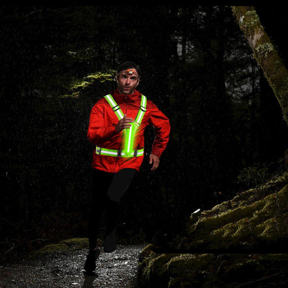 LED Running Vest USB Rechargeable Reflective Cycling Security Vest Adjustable Night Running Vest High Visibility for Kids Adults