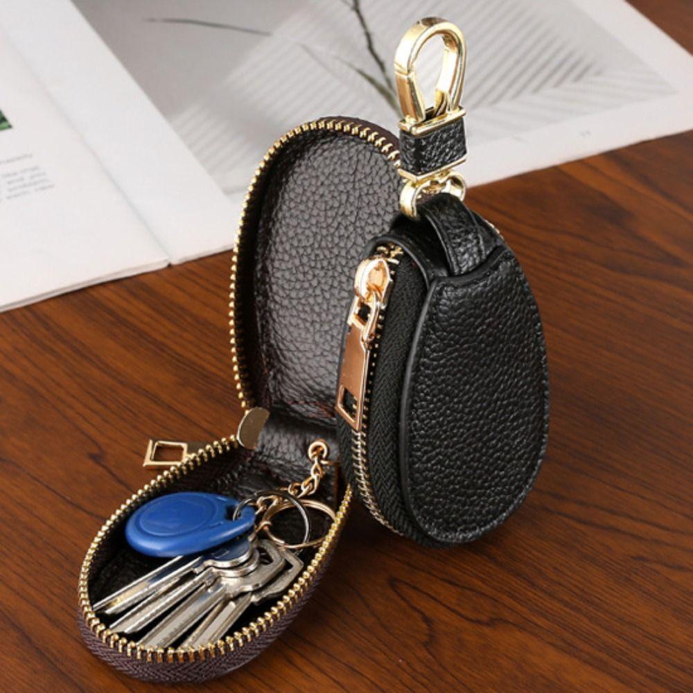 Leather Car Key Bags Hook Key Pouch Universal Wallet Organizer  Men Women