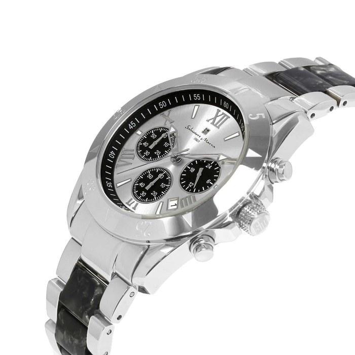 Salvatore Marra Men's Chronograph Watch SM23105-SSWHBK (Silver/White/Black)
