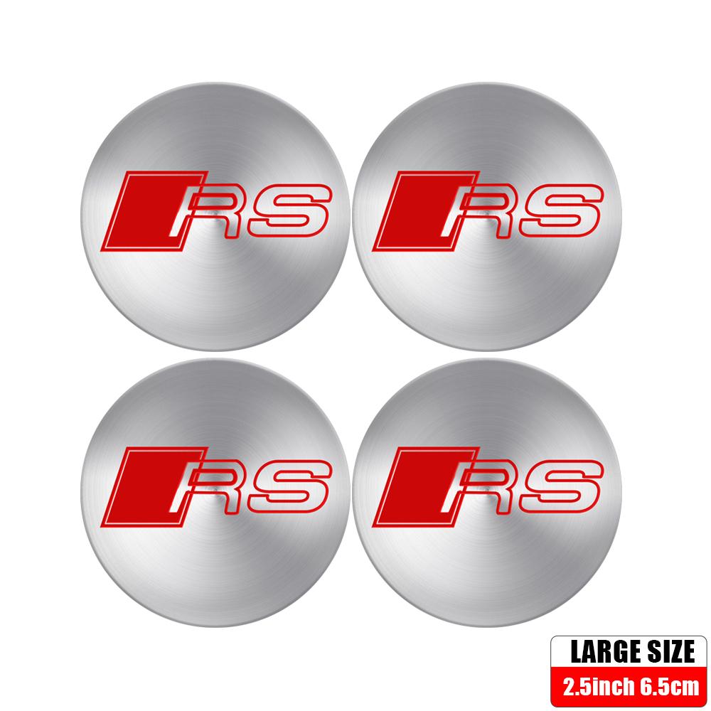 4Pc 56MM 60MM 65MM Car Wheel Center Cover Sticker Hub Cap Decal Decor For Audi Sline A3 8P 8L 8V A4 B8 B6 B7 B9 A6 C6 C7 S5 A7