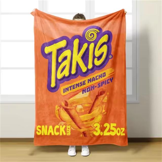 1 Stück bunte, weiche Flanelldecke mit Takis-Chili-Print – superkuschelige Decke für Bett, Sofa und Reisen – perfektes Geburtstagsgeschenk