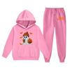 Kids Halloween Hoodie Set Ghost Pumpkin Print Long Sleeve Pullover Sweatshirt with Hood and Matching Pants Casual Outfit for Boys and Girls