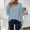 Women's Fashion Long Sleeve Ribbed Elegant Commuting And Casual Top