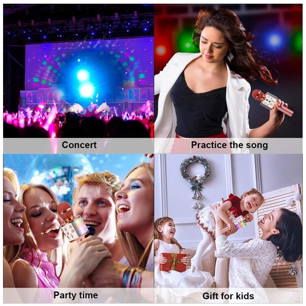 New Wireless Karaoke Microphone Bluetooth Handheld Portable Speaker Home KTV Player Recording Kids Music Stage Toy Speakers Children Gifts