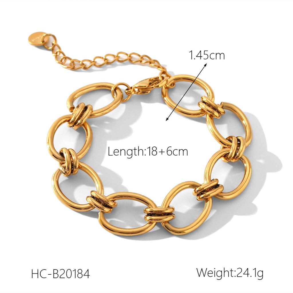 18K Vergoldeter Schmuck Edelstahl Armband Damen INS Wind Perlenkette Handgefertigter Kettenschmuck