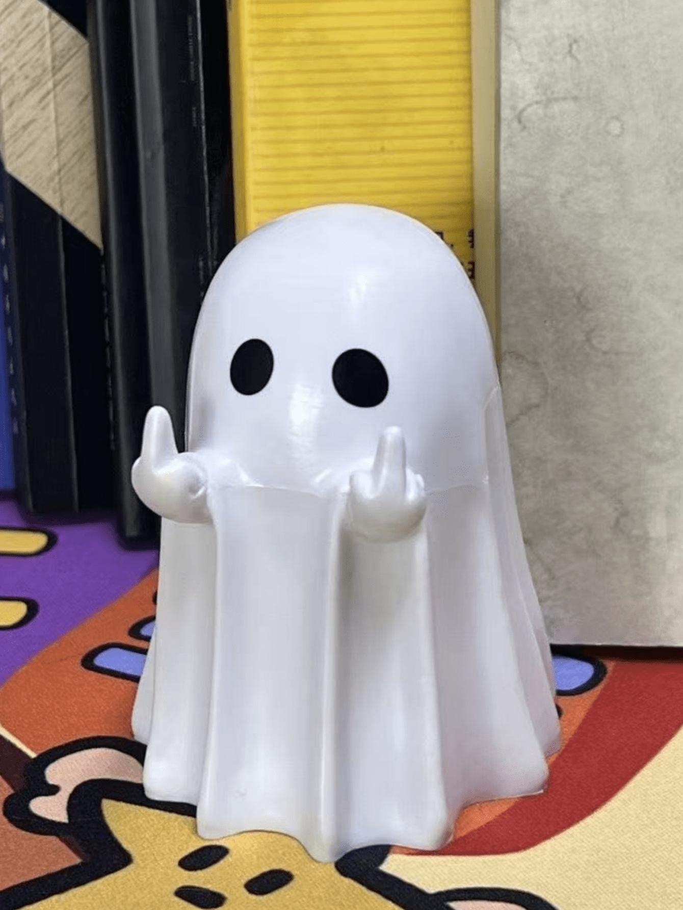 

Cute Ghost Resin Ornament, Funny Pose Halloween Desktop Decor for Home Office, Creative Garden Party Gift, Porch Decoration