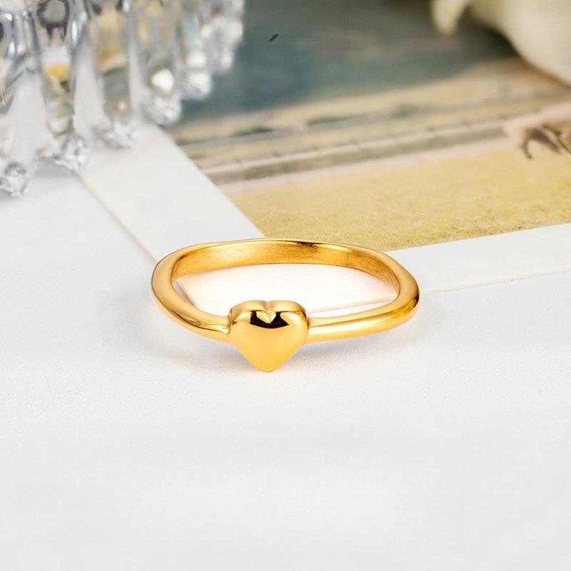 Exquisite and Simple Geometric Square Love Ring, Electroplated High-end Ring Women's Titanium Steel Jewelry