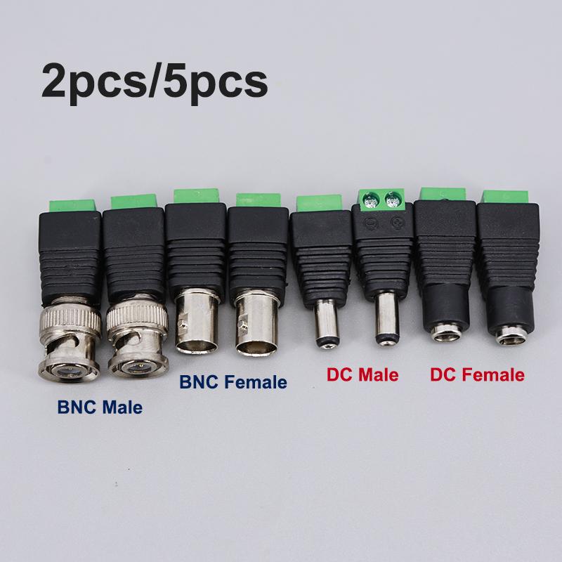 Female Male DC BNC Connector 2.1*5.5mm DC Jack Power Audio Adapter Electrical Wire Converter For RGB LED Strip Light CCTV Camera