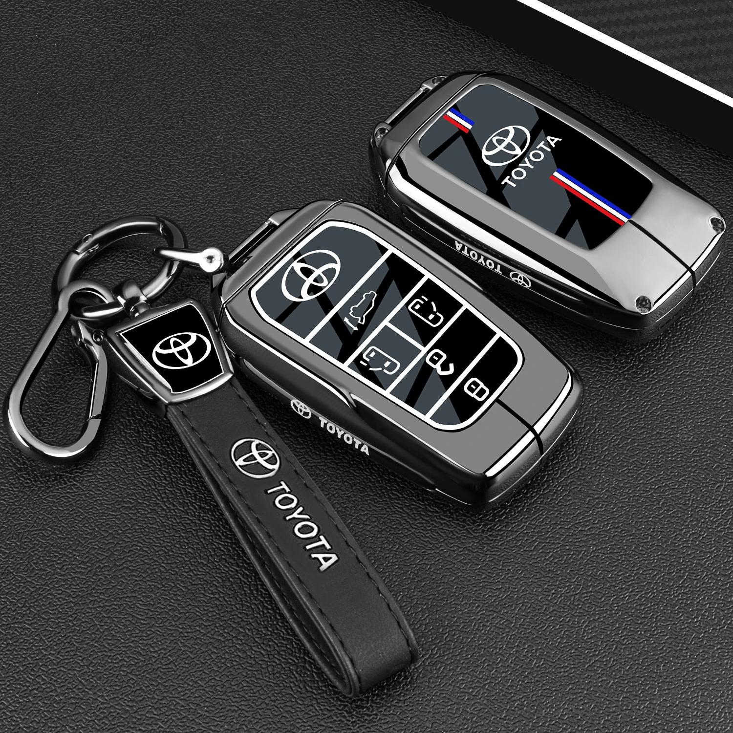 

for TOYOTA Sienna RAV4 VENZA Mirai Hybrid Vehicles Alphard PREVIA Voxy Keyless Go Remote Leather Car Key Cover Case Keychain Set