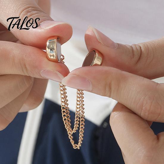 Trouser Leg Clips 2Pcs Magnetic Clothing Pin for Shortening Pants Legs, Button Clip Legs Shirt Sleeves Hems, Clothes Decorative with Chain No