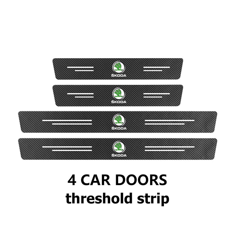 VJDX3 Car Carbon Fiber Door Sill Anti-Scratch Guard Sticker Accessories For Skoda octavia a5 a4 mk1 2 fabia superb rapid mk3 yeti 2006