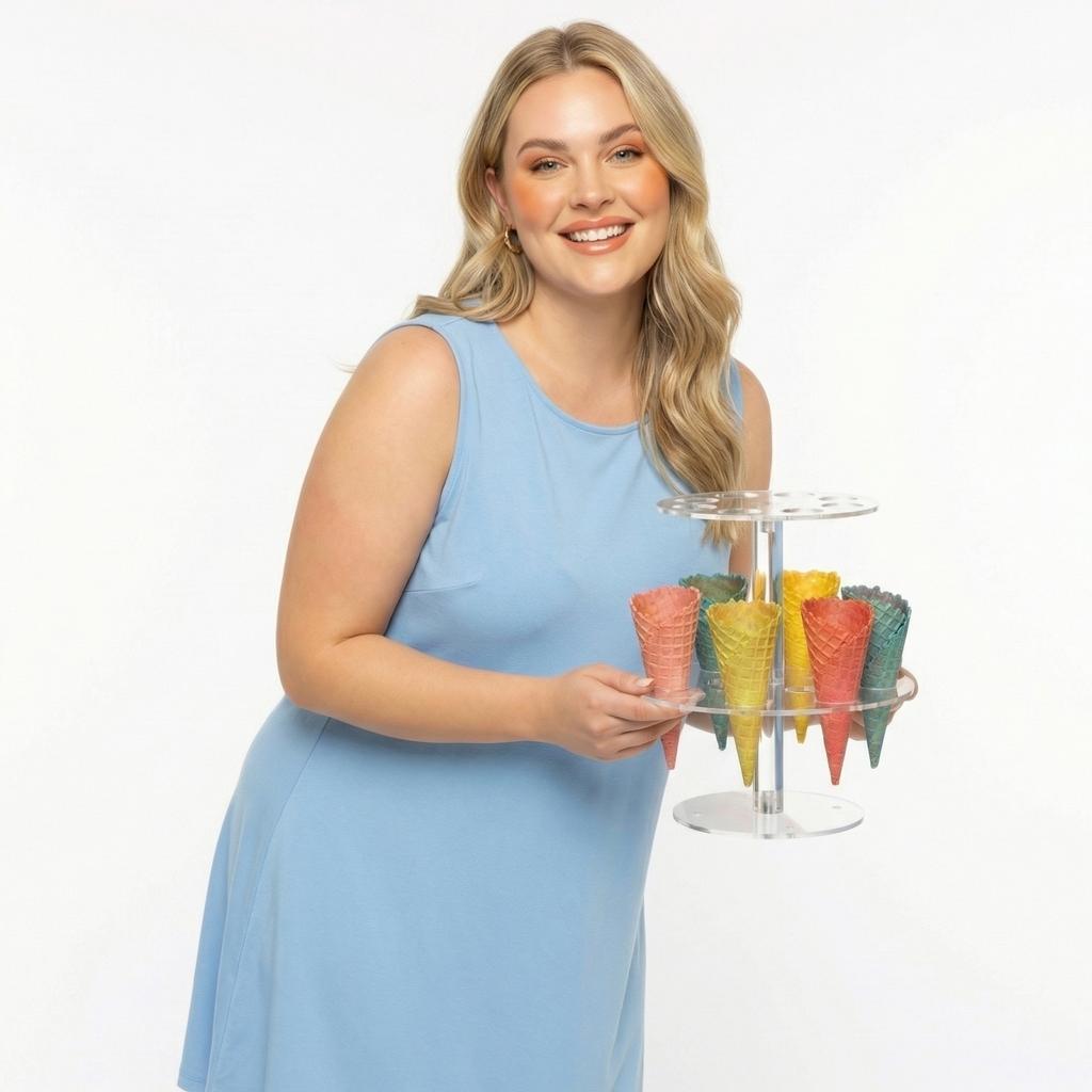 Acrylic Ice Cream Holder, 2-Tier Stand With 24 Holes For Displaying