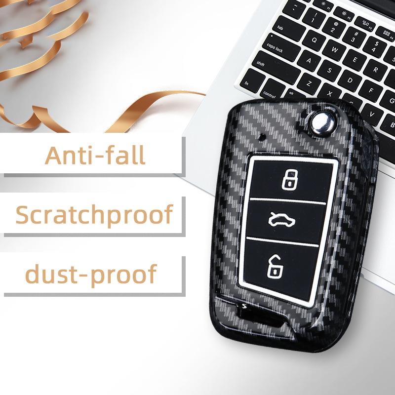 Abs Carbon Fiber Auto Key Fob Cover Case Remote Fit For Vw Volkswagen Golf 7 Mk7 Tiguan Mk2 Fit For Seat Ateca Leon Fr 2 Ibiza Fit For Skoda Octavia