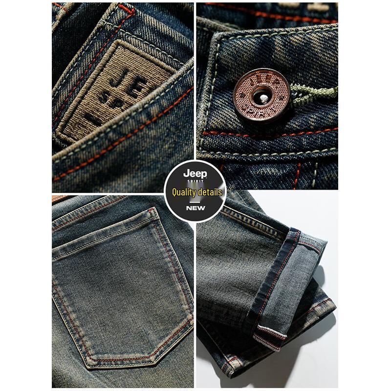 JEEP SPIRIT Men's Retro Straight Fit Stretch Jeans