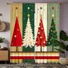 2pcs  Colorful Christmas Tree Pattern Curtains   Vibrant Design Light - Filtering Polyester Curtains for Christmas Home Windows