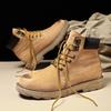 High-Top Rhubarb Boots, First-Layer Pigskin Martin Boots, Men'S Outdoor Tooling, Velvet Thermal Men'S Shoes