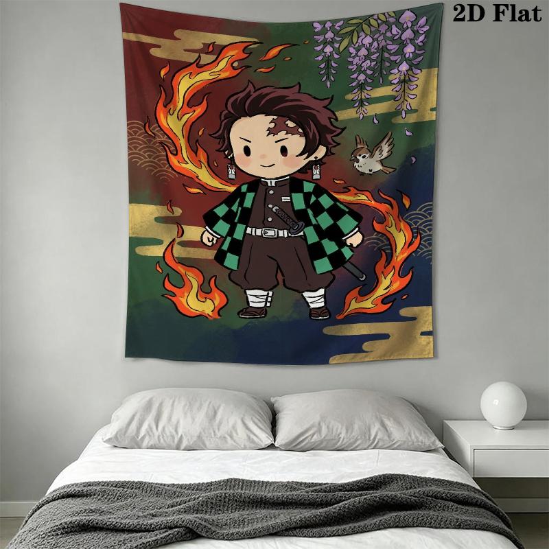Demon Slayer Wall Tapestry Aesthetic Wall Hanging Printed Fabric Blanket Decorative Tapestries for Bedroom Living Room Home Decor