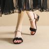 One-word Pearl Sandals Women's Simple Niche Leaky Toe Sandals Low-heeled Single Shoes