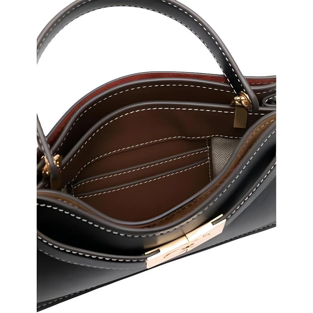 Tory Burch Lee Radziwill Top Handle Open Gold Hardware Calfskin Shoulder Crossbody Handbag Small Women Handbags Black 168954
