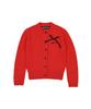 Bmuette Red Wool Cardigan With Ribbon Detail Logo Embroidery