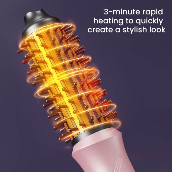 Cordless Hair Curling Iron Brush 3-in-1 Hair Curler Straightening Brush 5000mAh Thermal Hair Brush 3 Temperature Curling Wand for Women