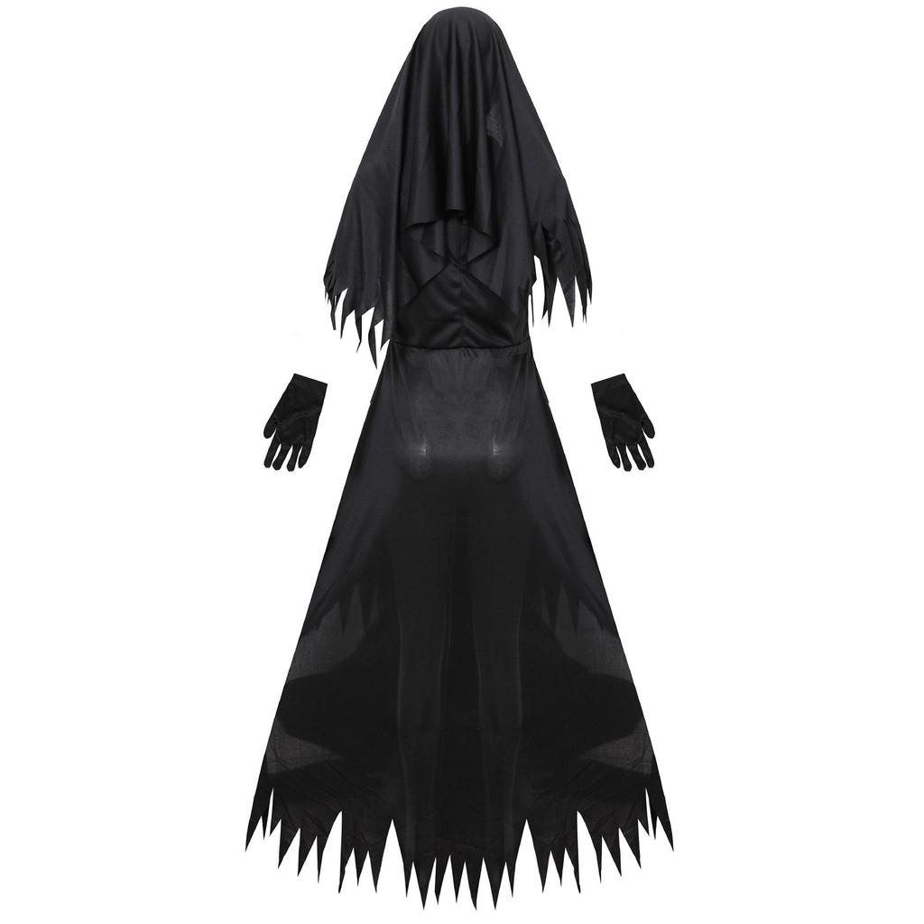 Europäisches & Asiatisches Halloween Zombie Nonnen Kostüm - Cosplay Rollenspiel Outfit für Zombie, Vampir, Dämon oder Geist Themen