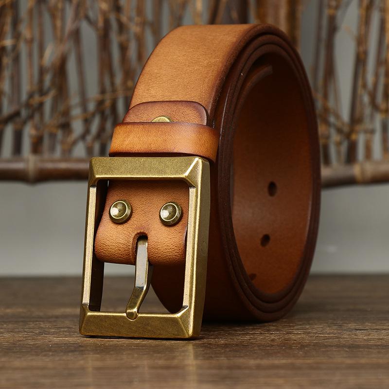 Belt Men's Retro Matte Top-Grain Leather Pin Buckle Genuine Leather Fashion All-Match Casual Jeans Belt Young People