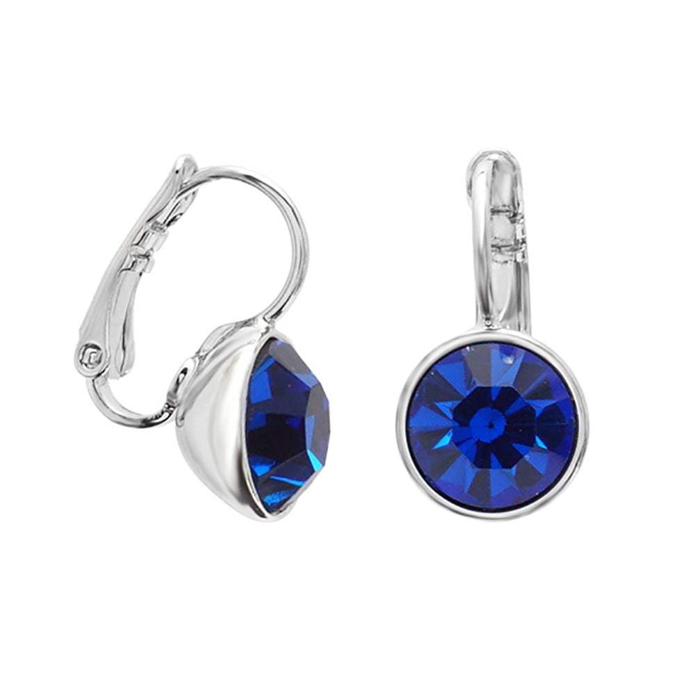 Circle One Touch Austrian Crystal Earrings - Sapphire
