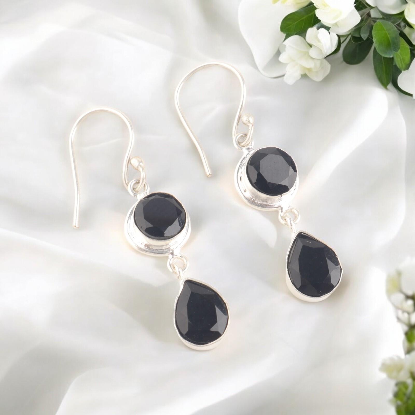 

Black Onyx Gemstone 925 Sterling Silver Handmade Jewelry Earrings 1.8 For Gift EE-142-14