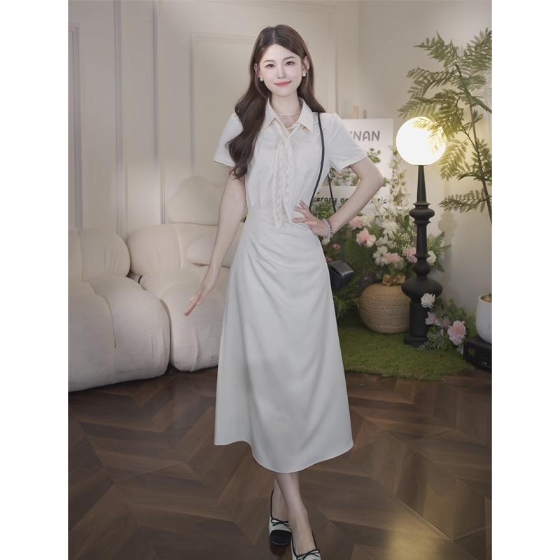 

Deer South White Tang Mist Dew French Apricot Short-Sleeve A-Line Summer Dress Medium