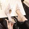 High Heels Women's Summer Beaded Versatile Autumn and Spring Sexy Pointed Thin Heels Fairy with Skirt Single Shoes