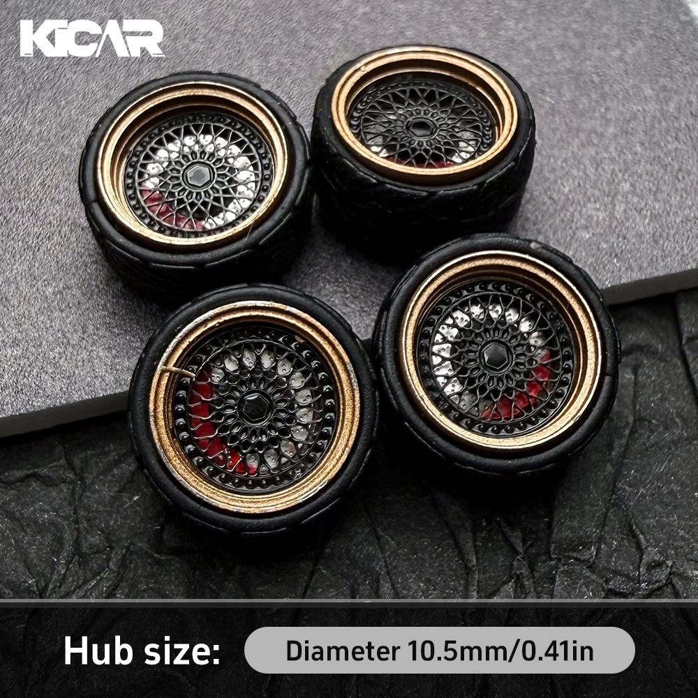 1/64 Legering Model Wielen Diameter 10,5 Mm Velgen Met Rubberen Banden 4 Stuks Set Voor Tomica Wielen Matchbox Modelauto's