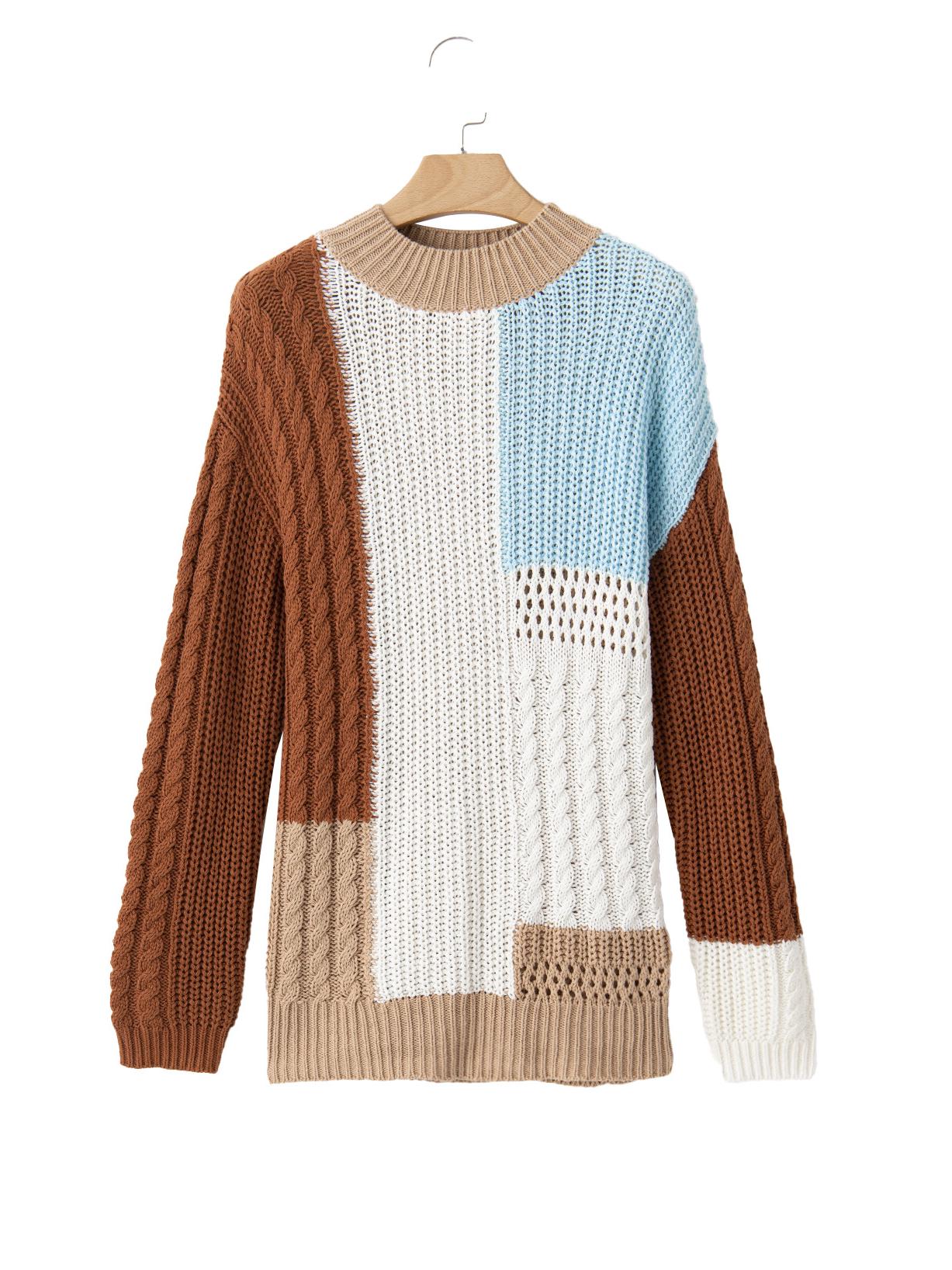 

Женский зимний вязаный свитер Shiying с цветными блоками - Европейская и американская мода XL